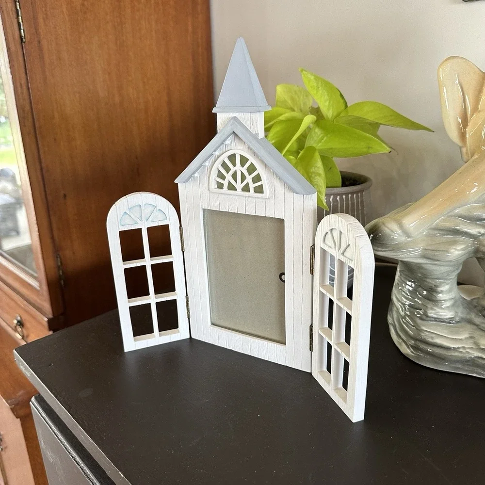 Thomas Kinkade Forest Chapel Church Picture Photo Frame w/ Hinged Doors Fold